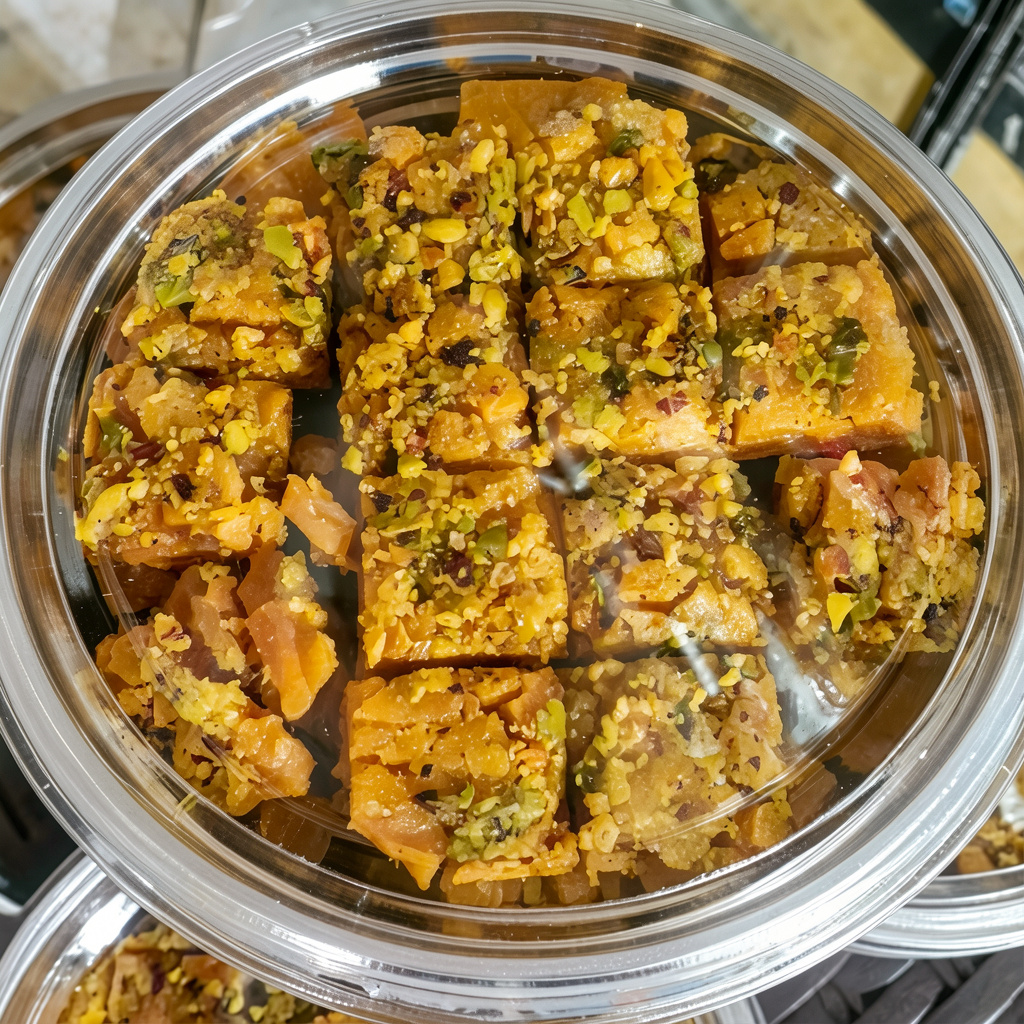 سوهان 350 گرمی حبه ای  با تزیین پودر پسته